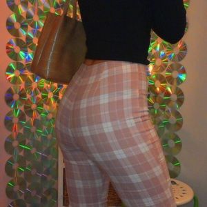 Princess polly pink high waisted plaid pants